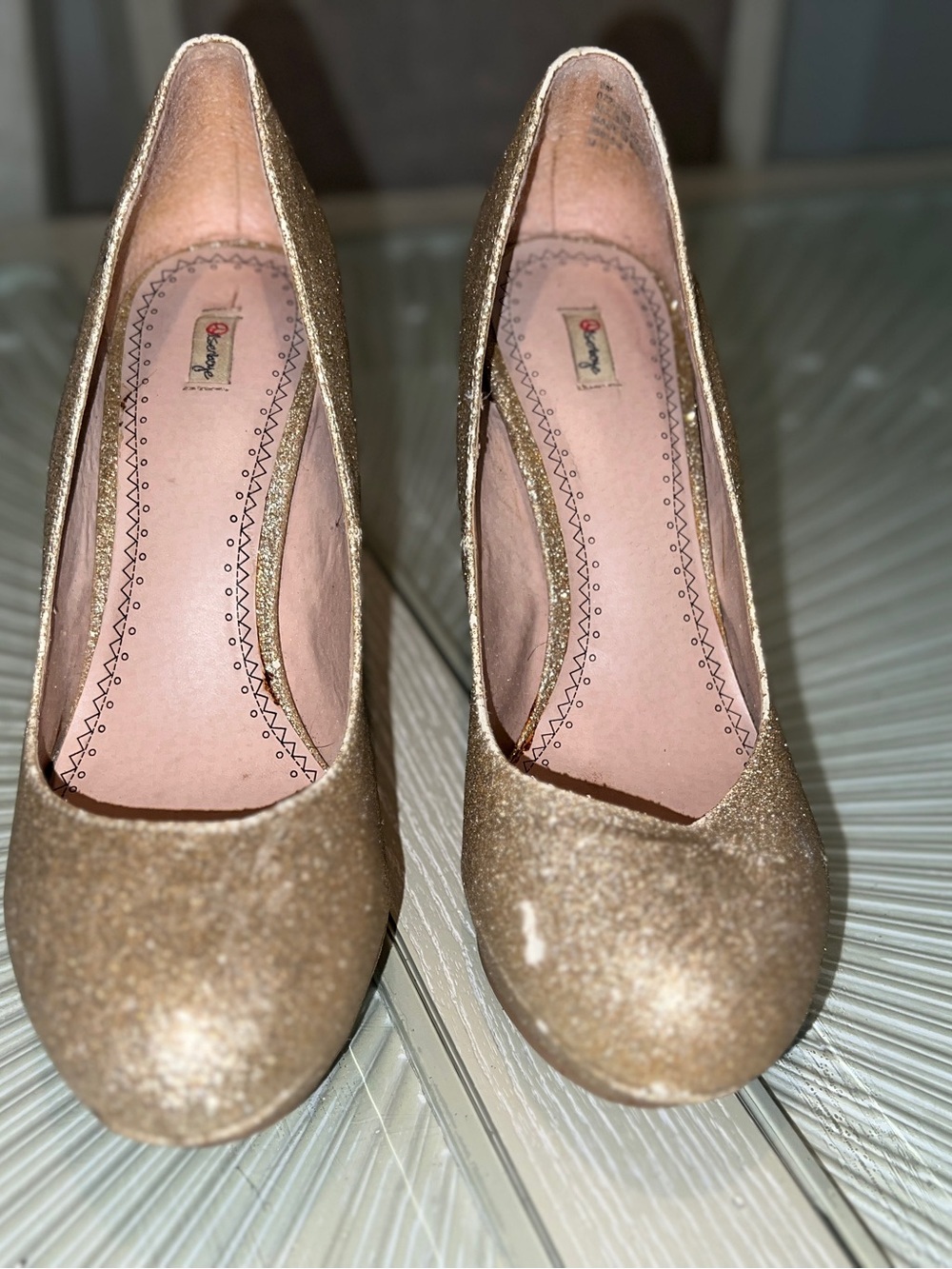 Loeffler Randall Glitter Round-Toe Pumps - Gold